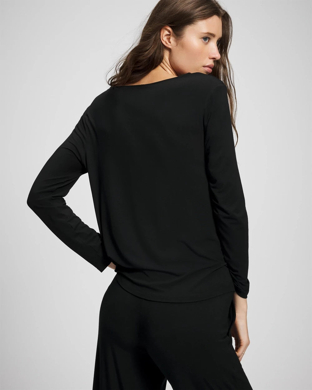 BLACK Long-Sleeve Pajama Top