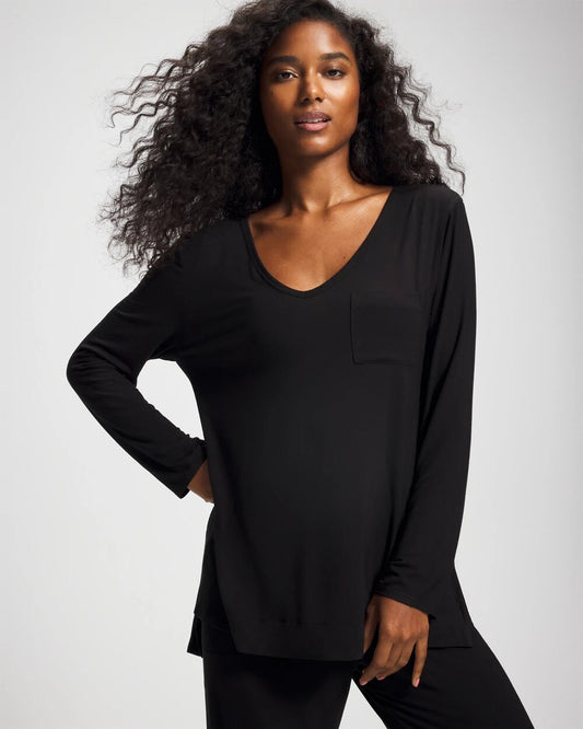 BLACK Long Sleeve Pajama Tee