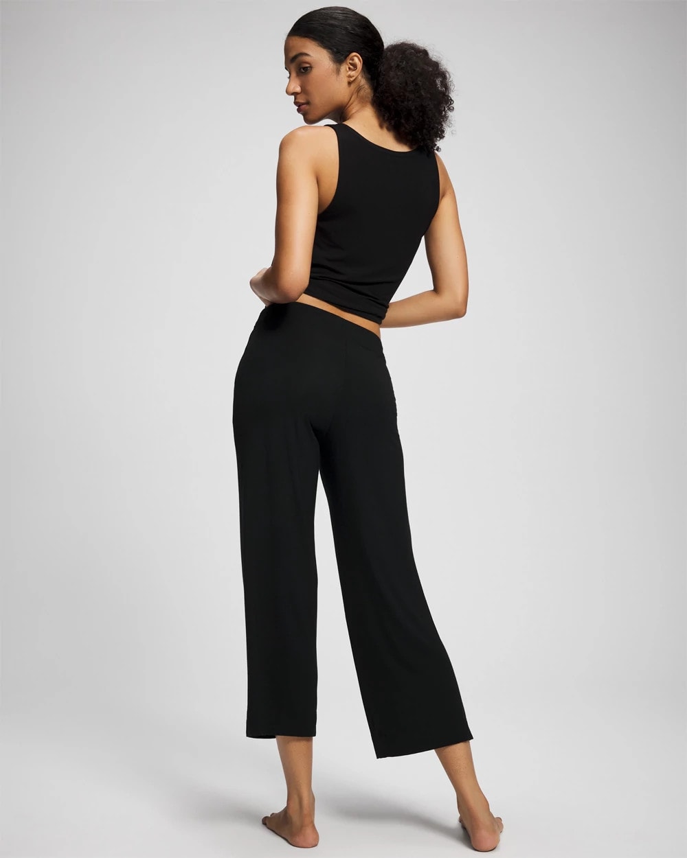 BLACK Cropped Pajama Pants