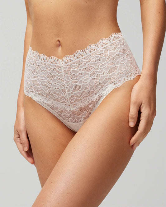 IVORY High-Waist Thong Panty with Enchanting Lace