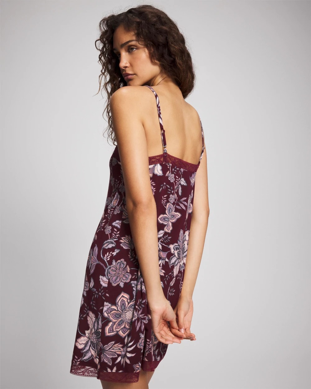 PAISLEY SPLENDOR PLUM Lace Trim Chemise