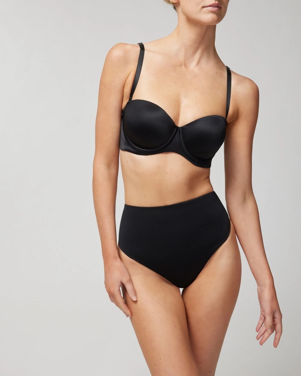 BLACK Tummy High-Waist Thong Panty