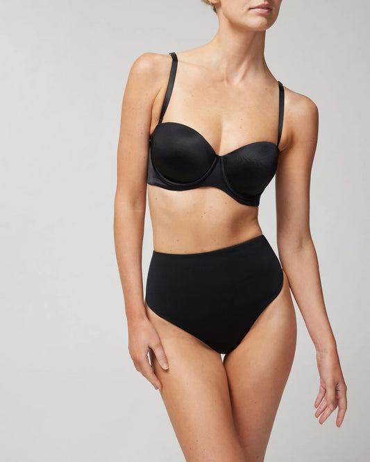 BLACK Tummy High-Waist Thong Panty