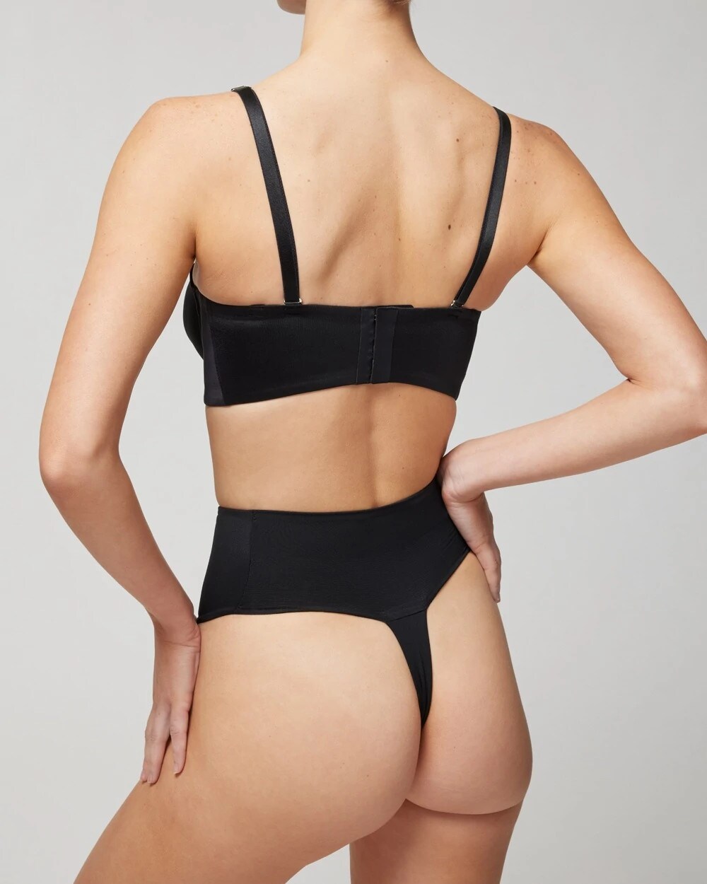 BLACK Tummy High-Waist Thong Panty