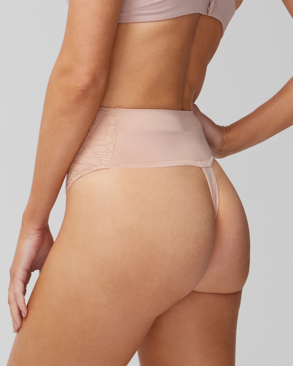 HUSH High-Waist Thong Panty With Lace