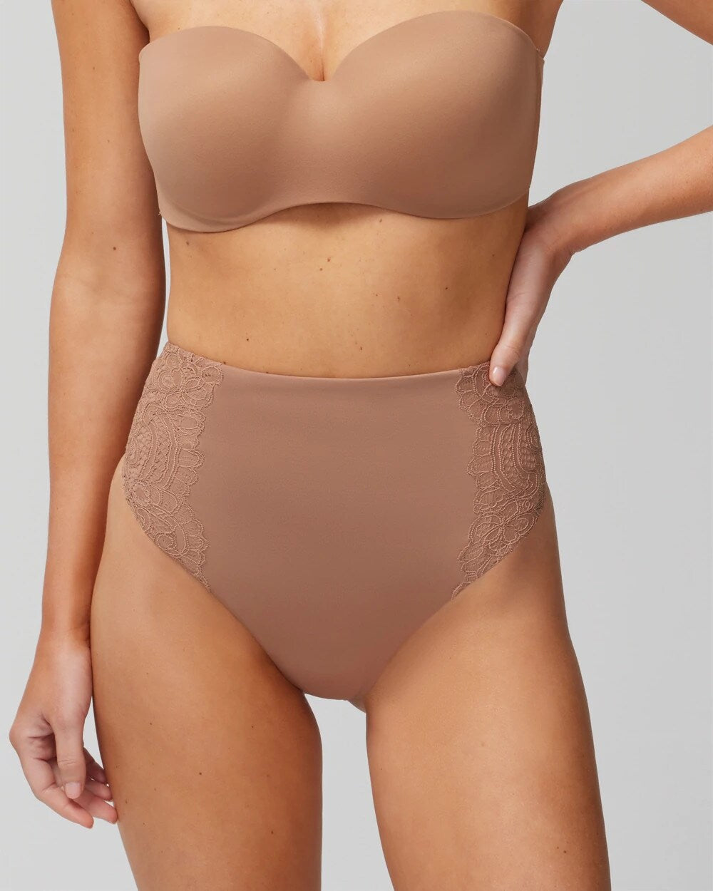 WARM SIENNA High-Waist Thong Panty With Lace