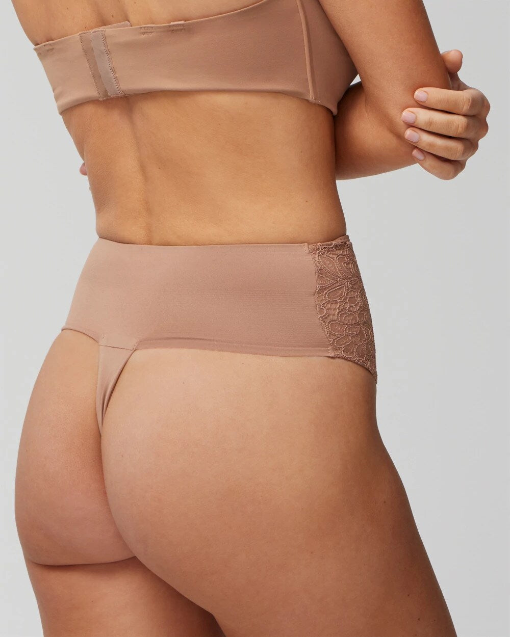 WARM SIENNA High-Waist Thong Panty With Lace