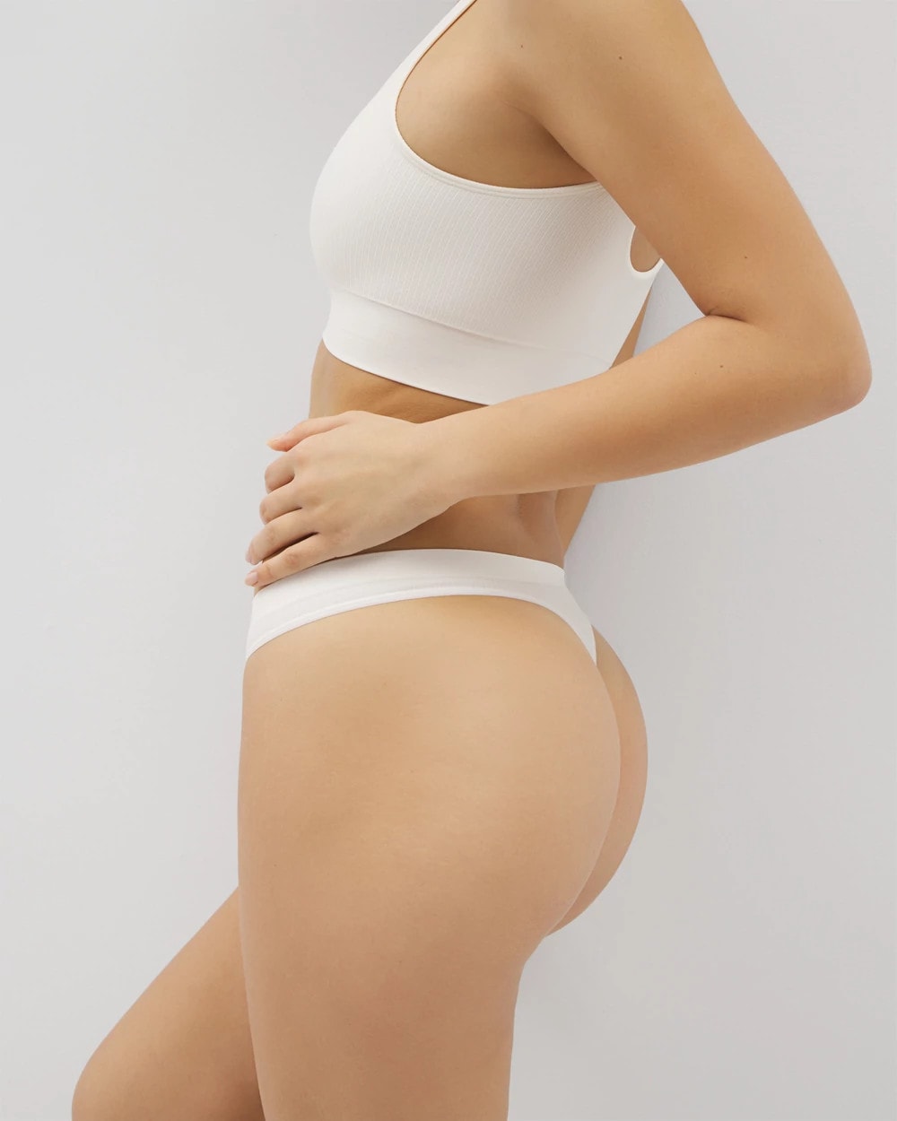 IVORY Seamless Rib Thong Panty