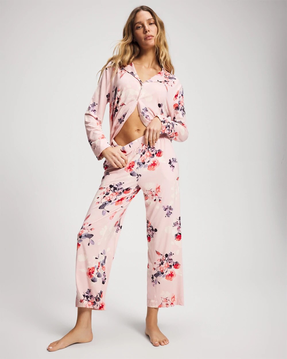 FLORAL DREAMS PINK BLUSH Ankle Pajama Pants