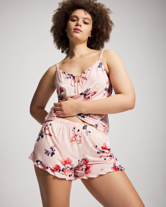 FLORAL DREAMS PINK BLUSH Ruffle Pajama Shorts