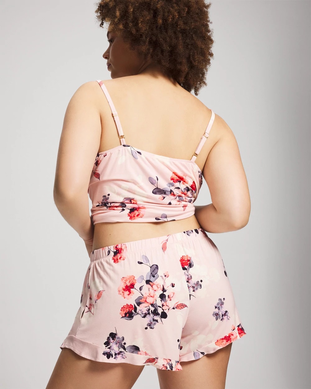 FLORAL DREAMS PINK BLUSH Ruffle Pajama Shorts