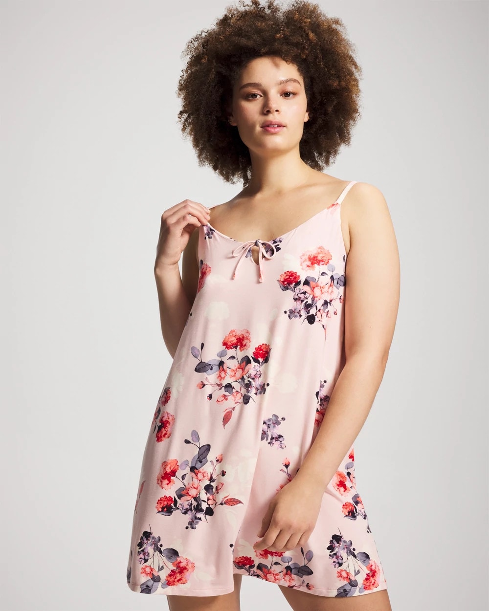 FLORAL DREAMS PINK BLUSH Tie Front Chemise