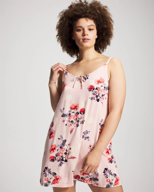 FLORAL DREAMS PINK BLUSH Tie Front Chemise