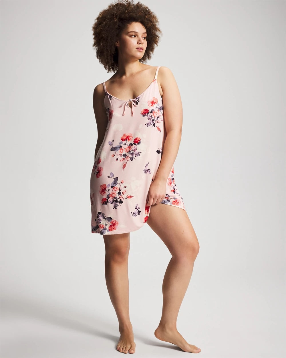FLORAL DREAMS PINK BLUSH Tie Front Chemise