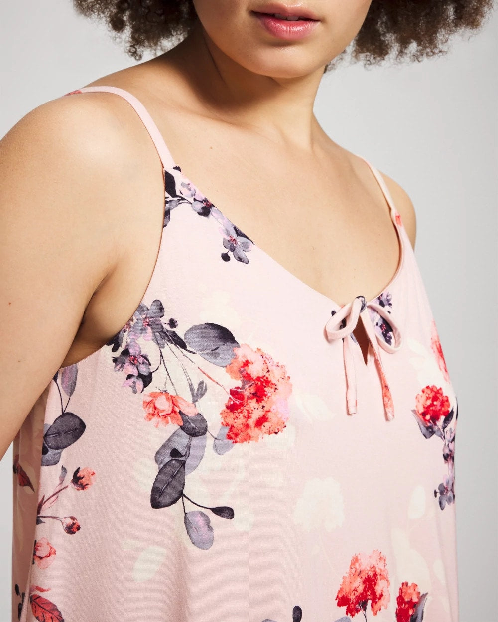 FLORAL DREAMS PINK BLUSH Tie Front Chemise