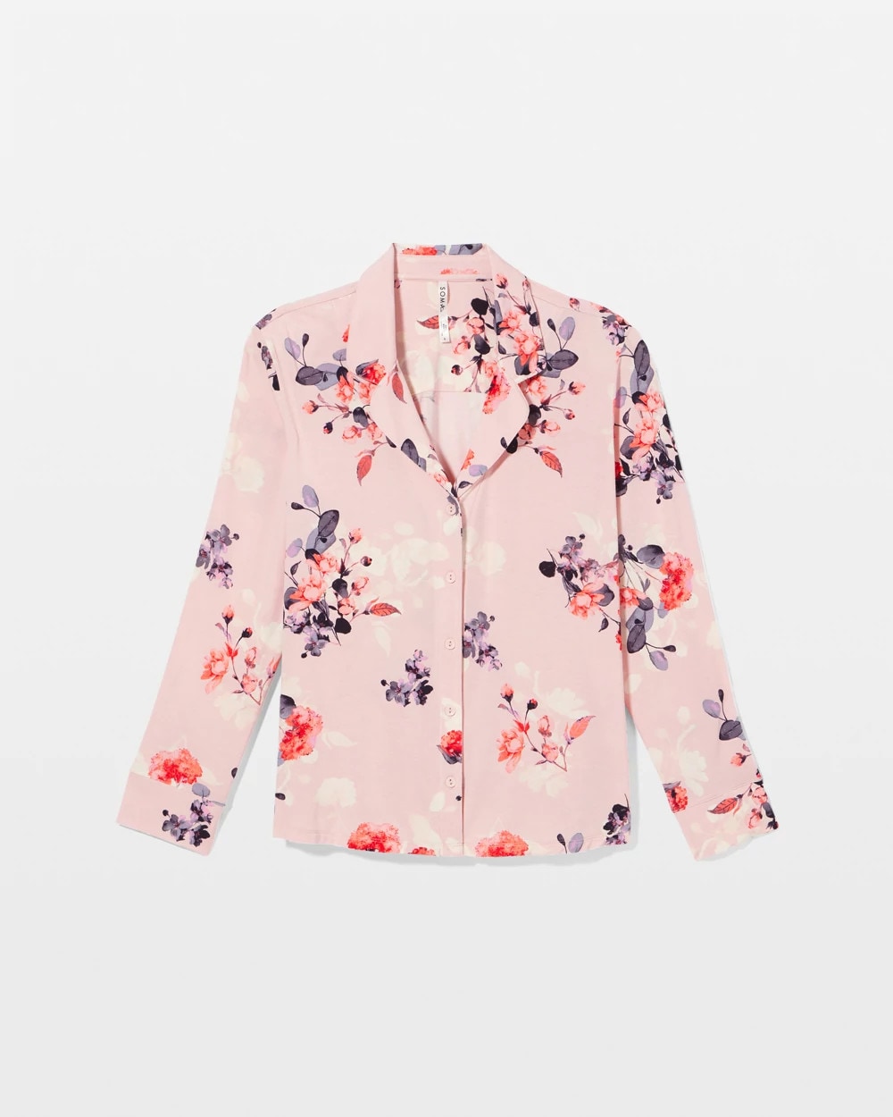 FLORAL DREAMS PINK BLUSH Long Sleeve Notch Collar