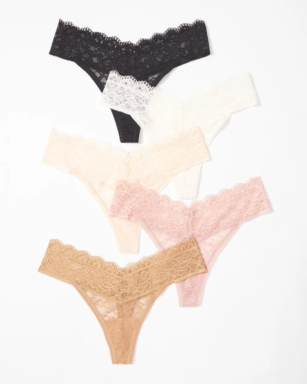 BASIC MULTI PACK Thong Panty with Enchanting Lace 5 Pack