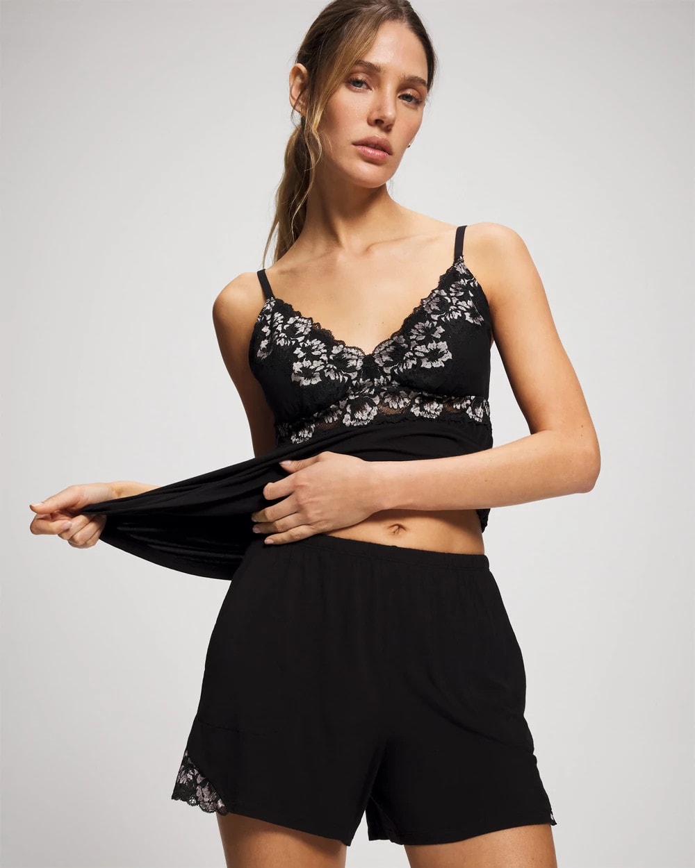 BLACK Lace Trim Shorts