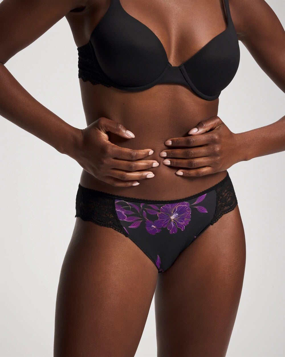 GILDED BLOOMS MAGENTA M Edge Bikini Panty with Lace