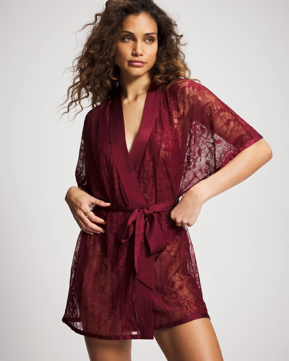 RED VELVET Lace And Silk Robe