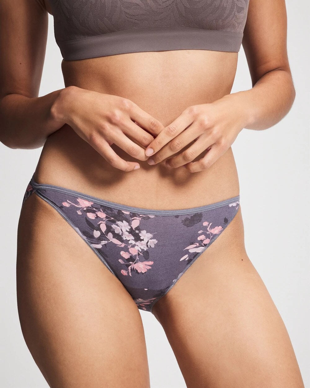 FLORAL DREAMS MINI GRAY Edge Bikini Panty