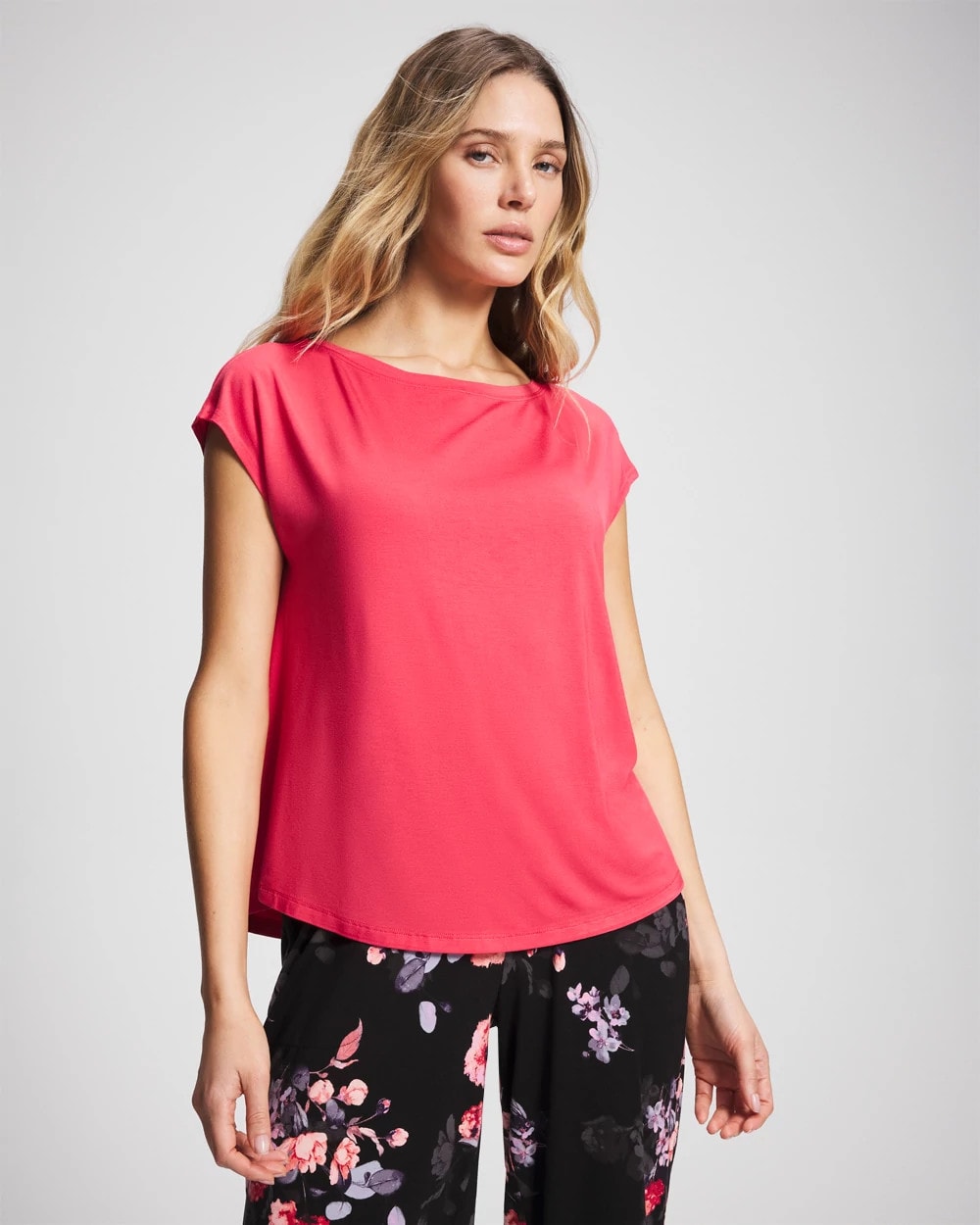 HEARTS DESIRE Short Sleeve Boat Neck Top