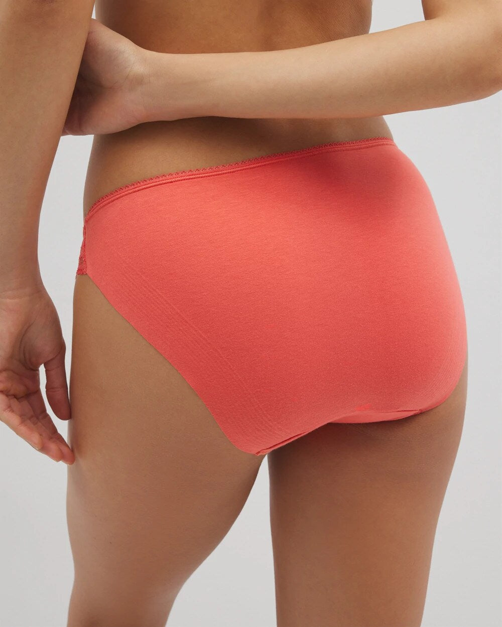 DEEP SEA CORAL Cotton Blend Bikini Panty with Lace