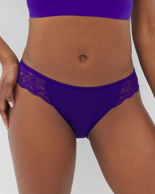 PASSIONFLOWER Cotton Blend Bikini Panty with Lace