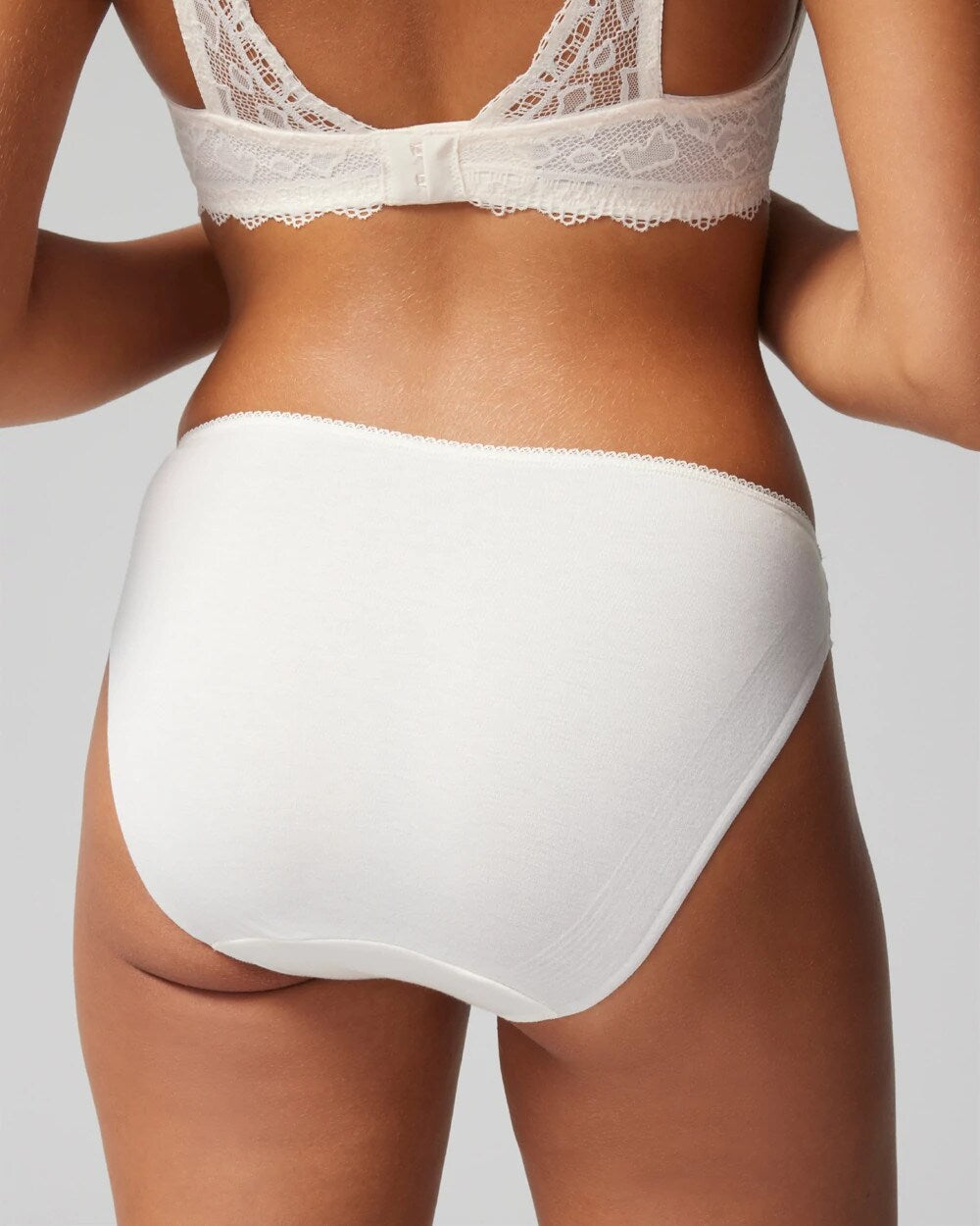 IVORY Cotton Blend Bikini Panty with Lace