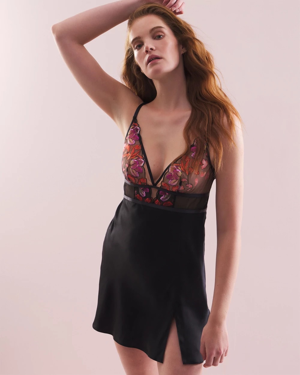 BLACK Soma's Sexiest Silk Embroidered Chemise