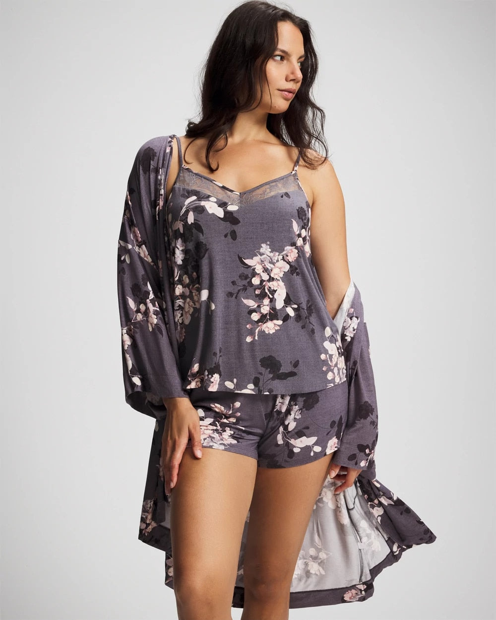 FLORAL DREAMS GRAY Lace Cami