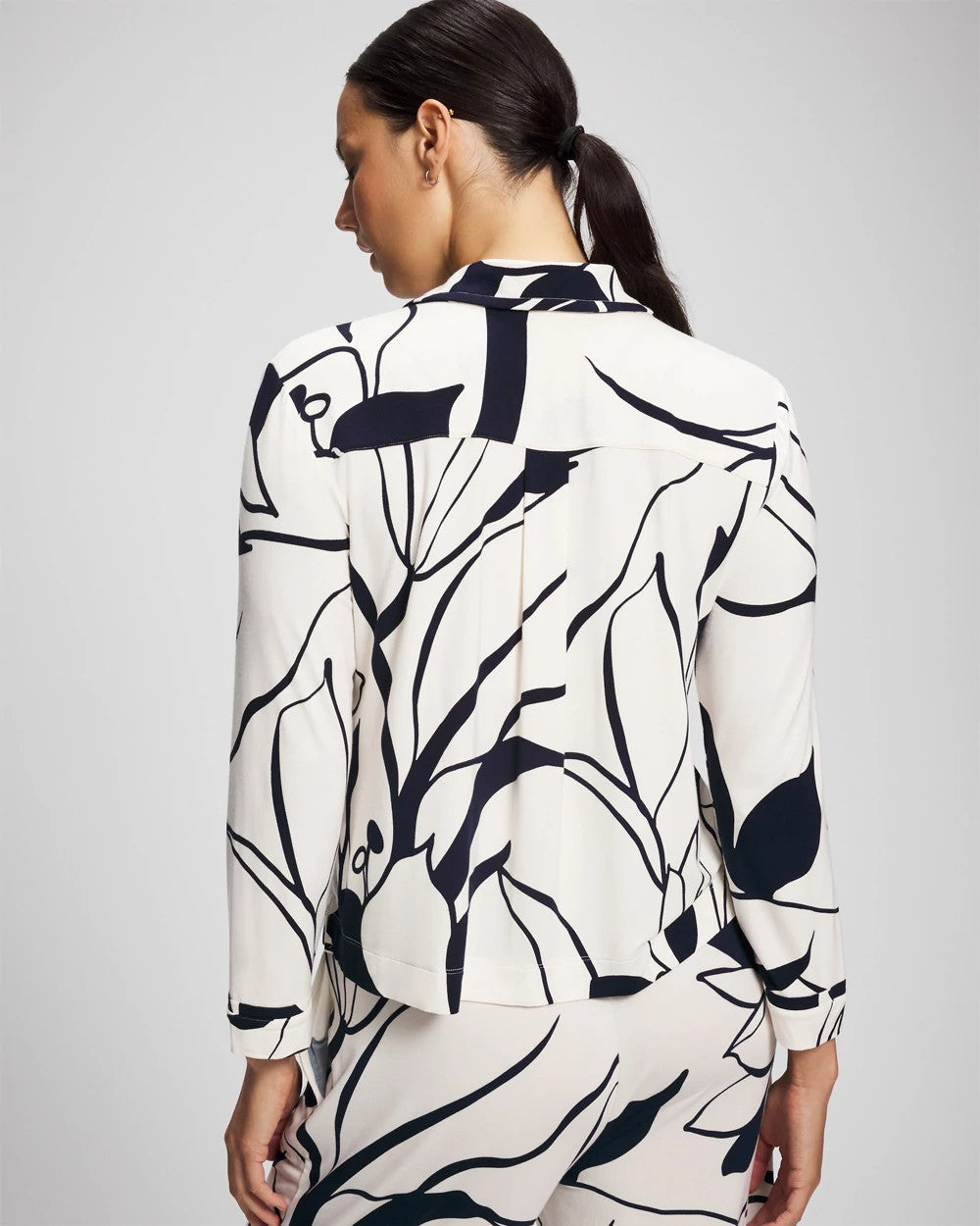 NOUVEAU FLORA CHAMP Long-Sleeve Notch Collar Pajama Top
