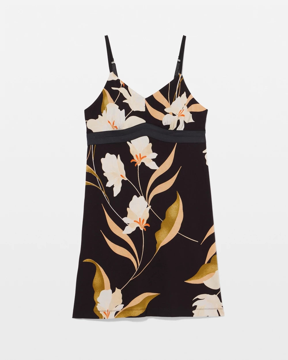 MYSTIC BLOOMS BLACK MID Satin Trim Chemise