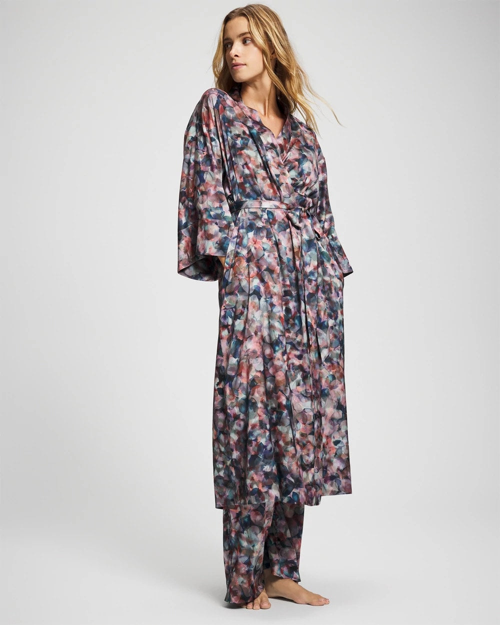 PETAL MOSAIC PETROL Long Robe