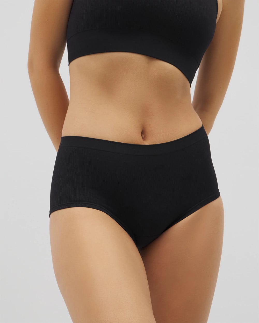 BLACK Seamless Rib Boyshort Panty