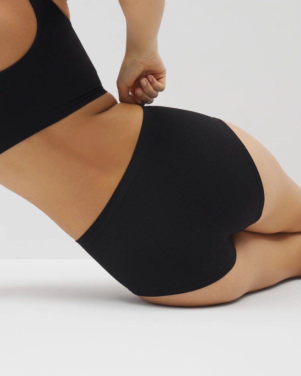 BLACK Seamless Rib Boyshort Panty