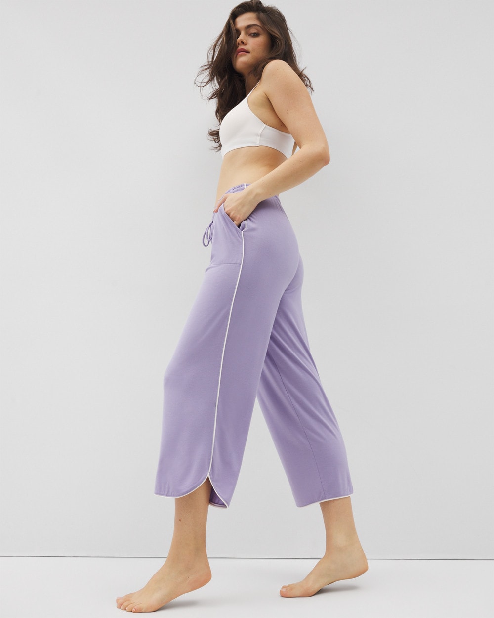JACARANDA Solid Piped Crop Pajama Pant