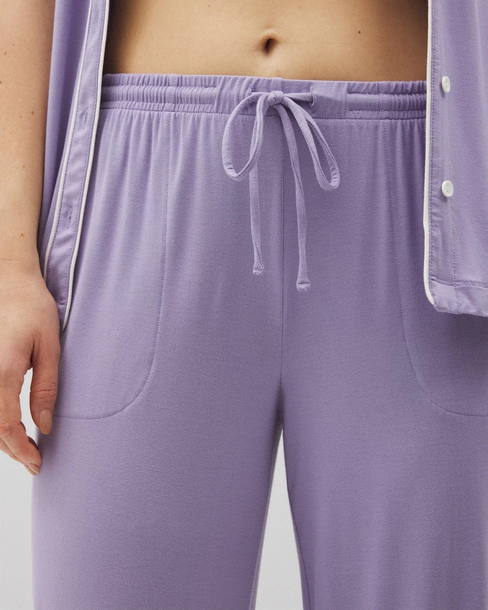 JACARANDA Solid Piped Crop Pajama Pant