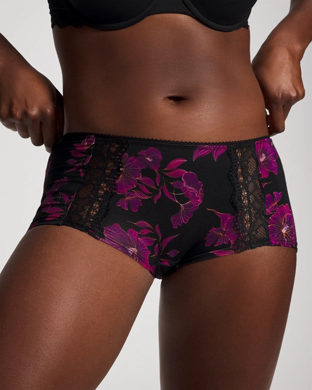 GILDED BLOOMS MAGENTA M Lace Boyshort Panty