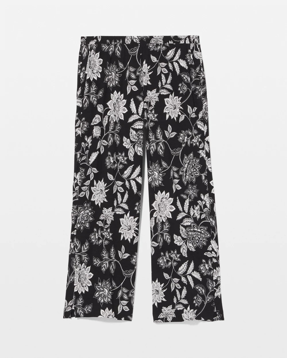 MEANDERING GARDEN BLACK Cropped Pajama Pants