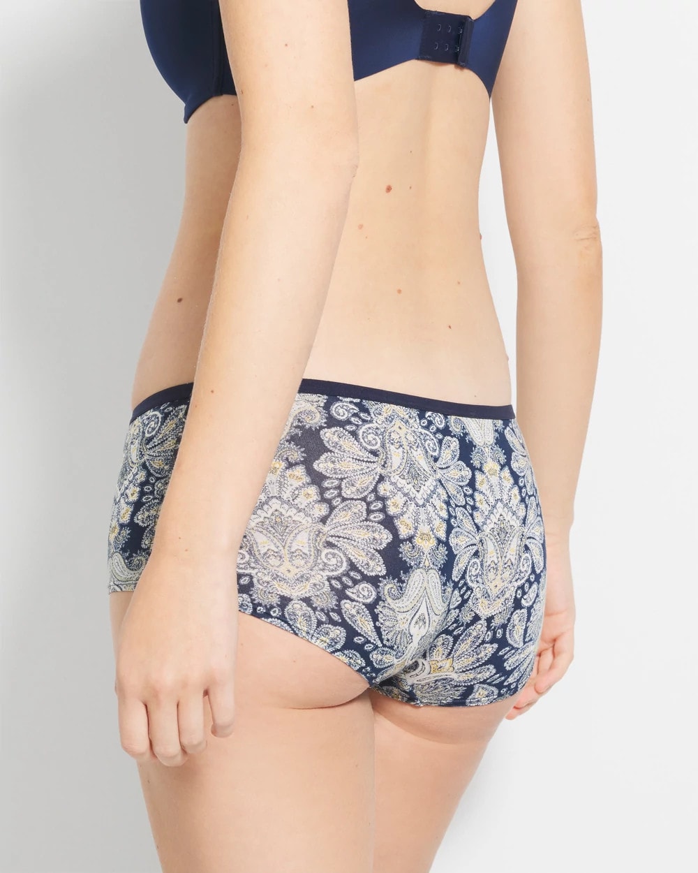 STYLISH PAISLEY M NAVY Boyshort Panty with Enchanting Lace