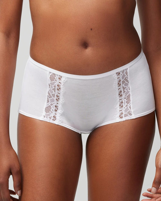 OPTIC WHITE Boyshort Panty with Enchanting Lace