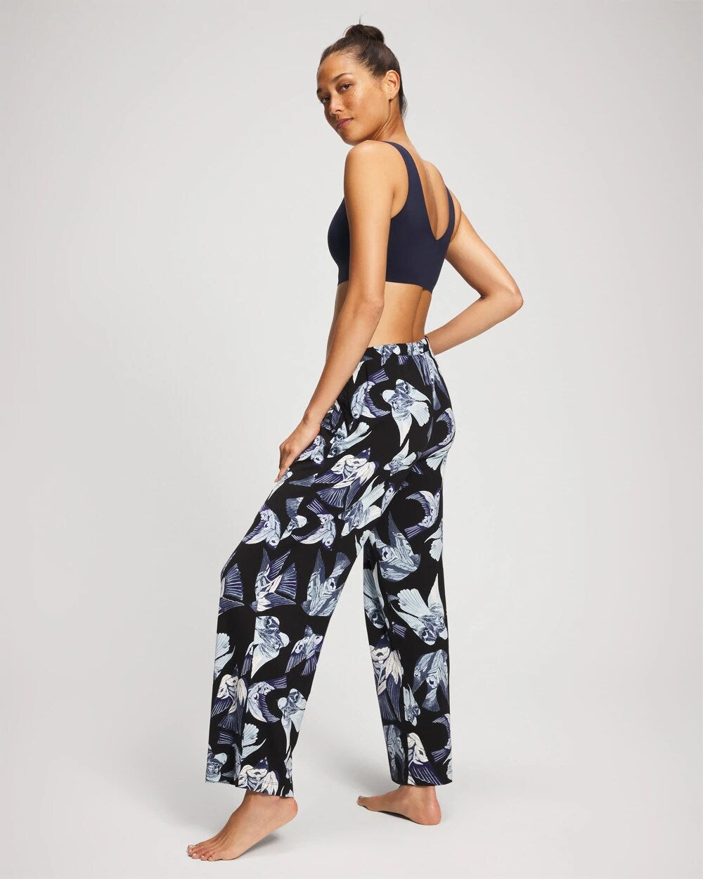 WHIMSICAL WINGS BLK MID Satin Trim Pajama Pant