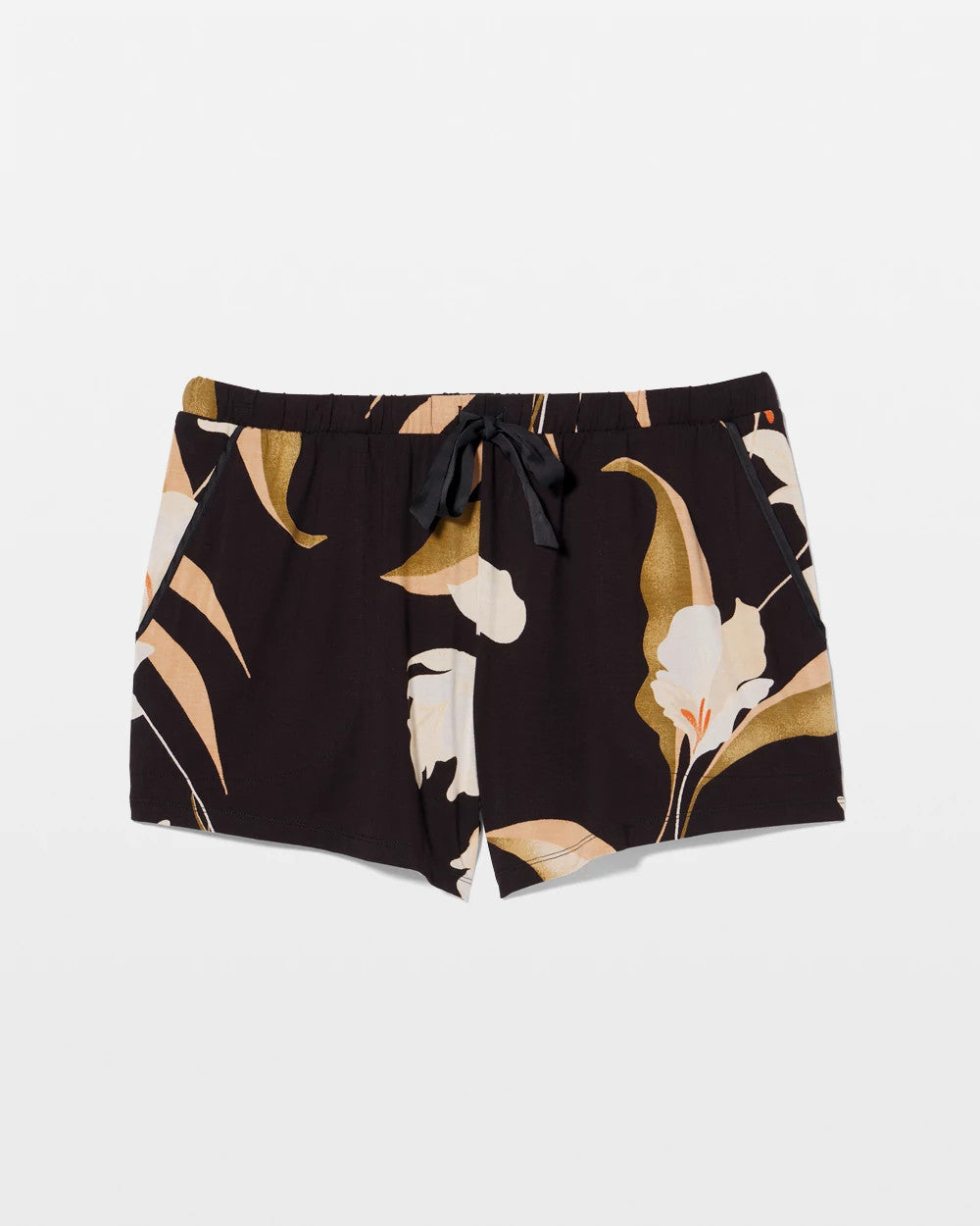 MYSTIC BLOOMS BLACK MID Satin Trim Pajama Short