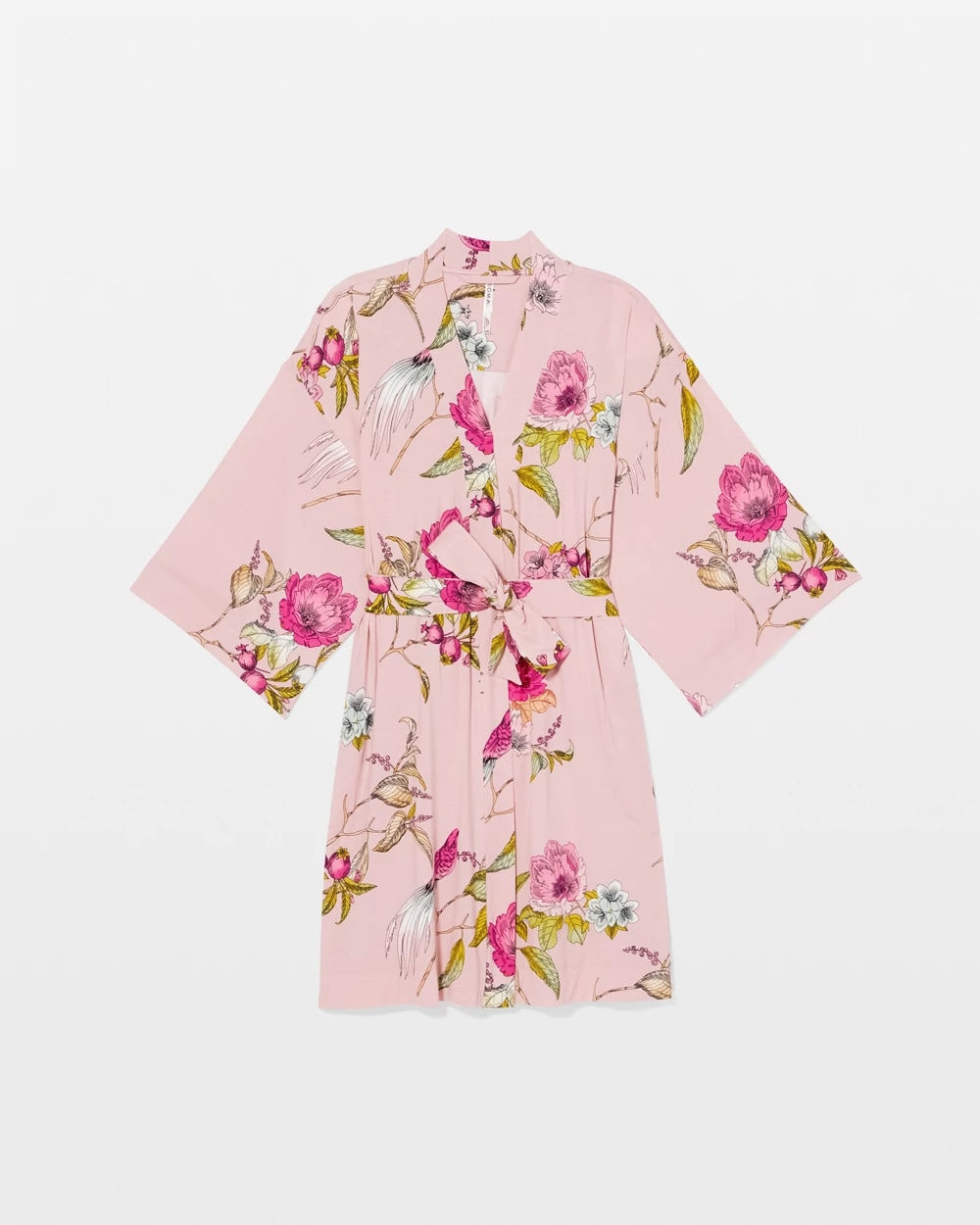 FEATHERED FANCY PINK Kimono Short Robe