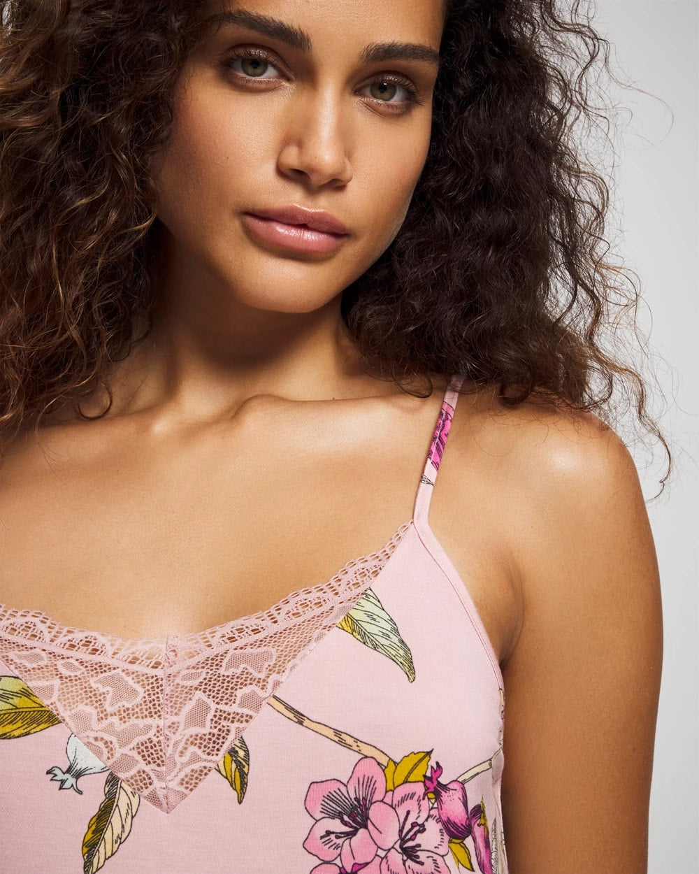 FEATHERED FANCY PINK Lace Trim Chemise