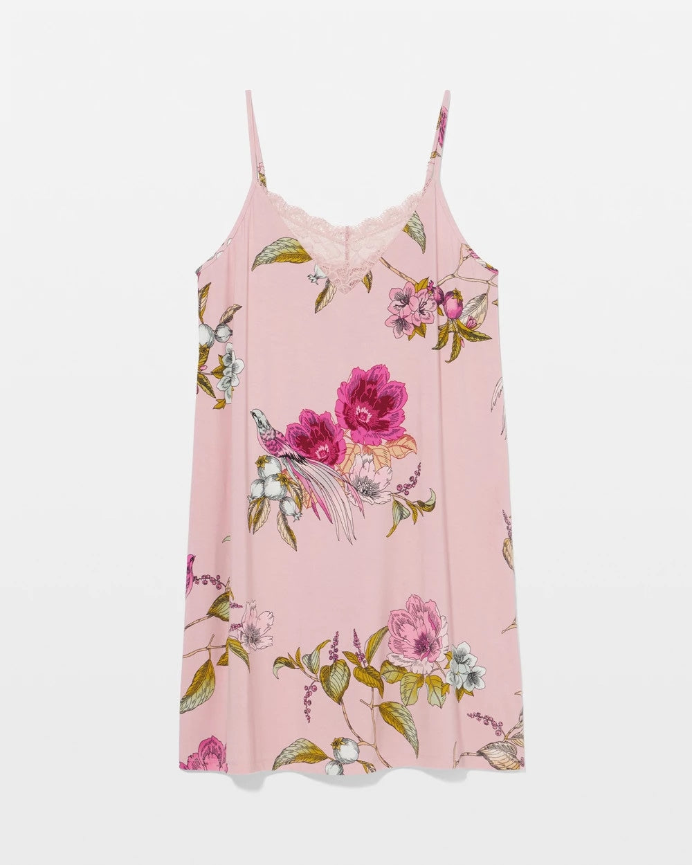 FEATHERED FANCY PINK Lace Trim Chemise