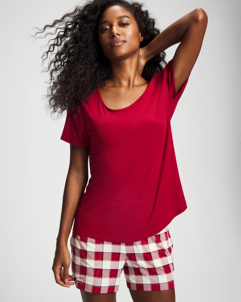 DREAMSCAPE PLAID CHAMP Packaged Short-Sleeve Short Pajama Set