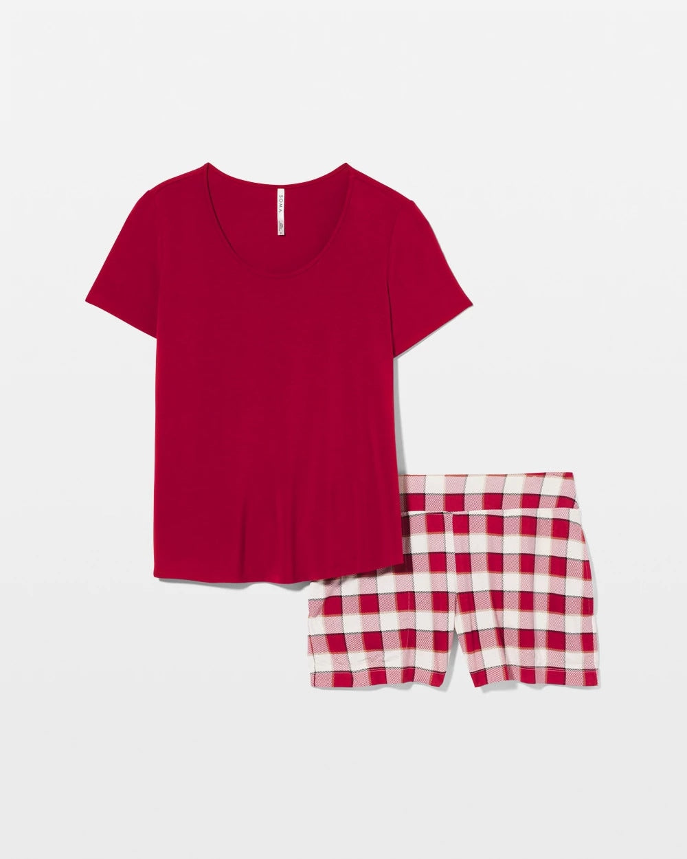DREAMSCAPE PLAID CHAMP Packaged Short-Sleeve Short Pajama Set