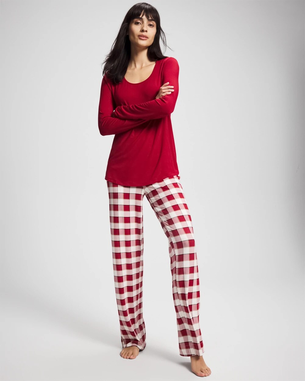 DREAMSCAPE PLAID CHAMP Packaged Long-Sleeve Pant Pajama Set